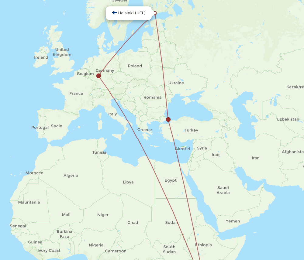 MBA to HEL flights and routes map