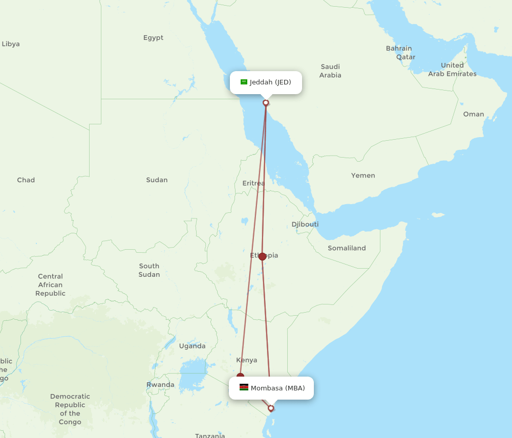 MBA-JED flight routes