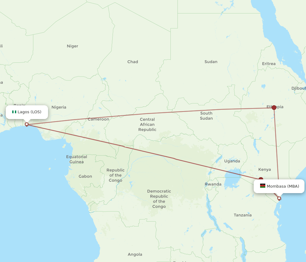 MBA-LOS flight routes