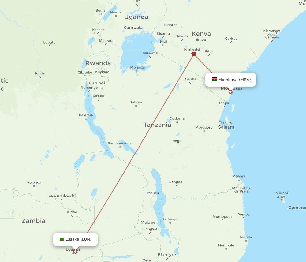 MBA-LUN flight routes