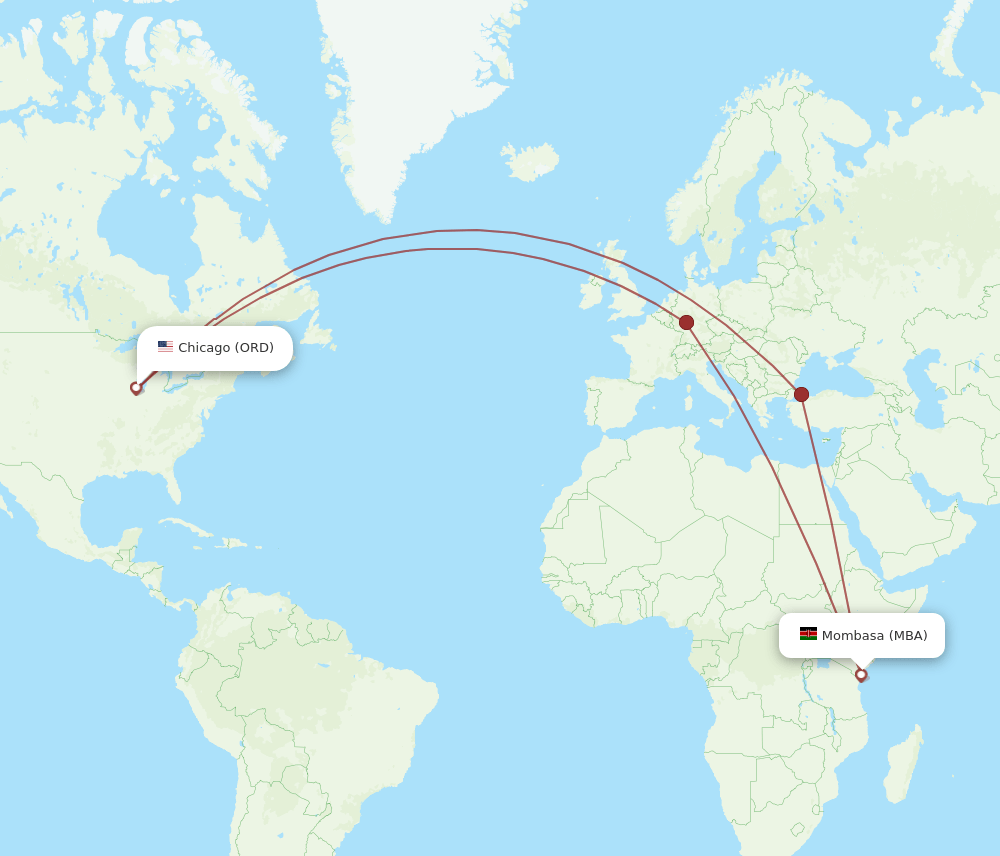 MBA to ORD flights and routes map