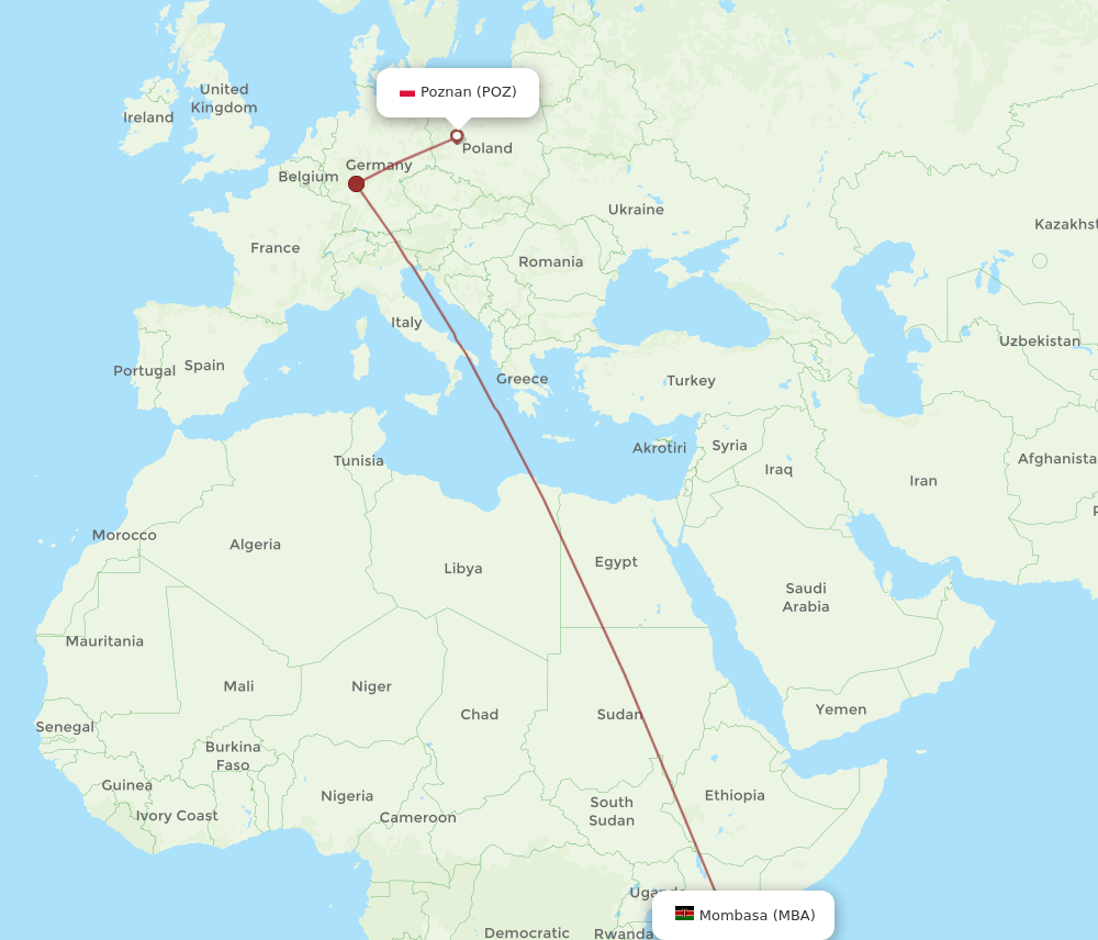 MBA-POZ flight routes