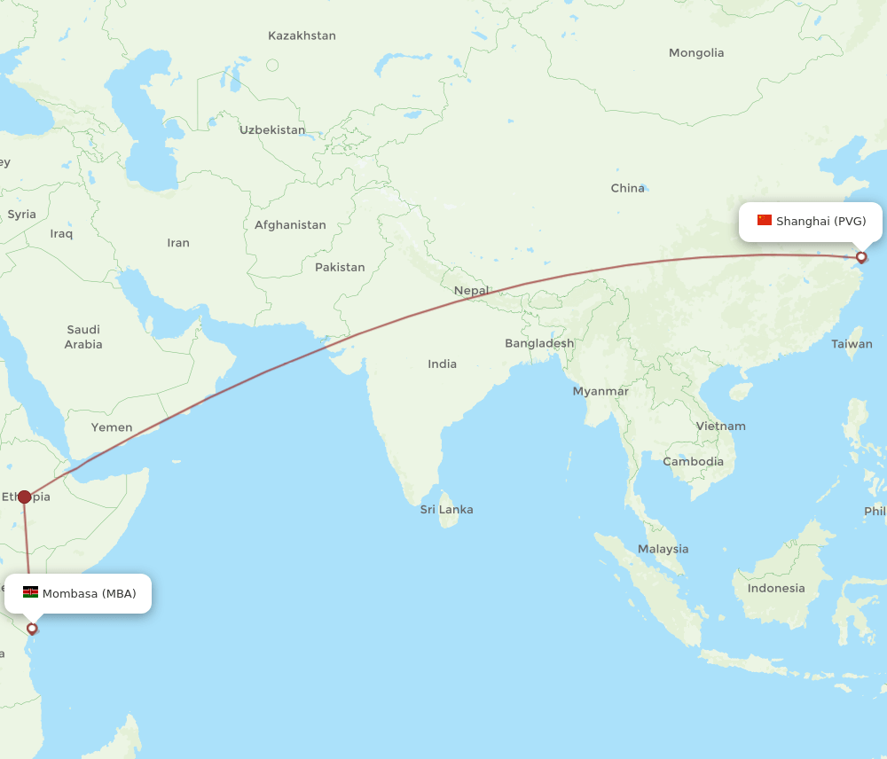 MBA-PVG flight routes
