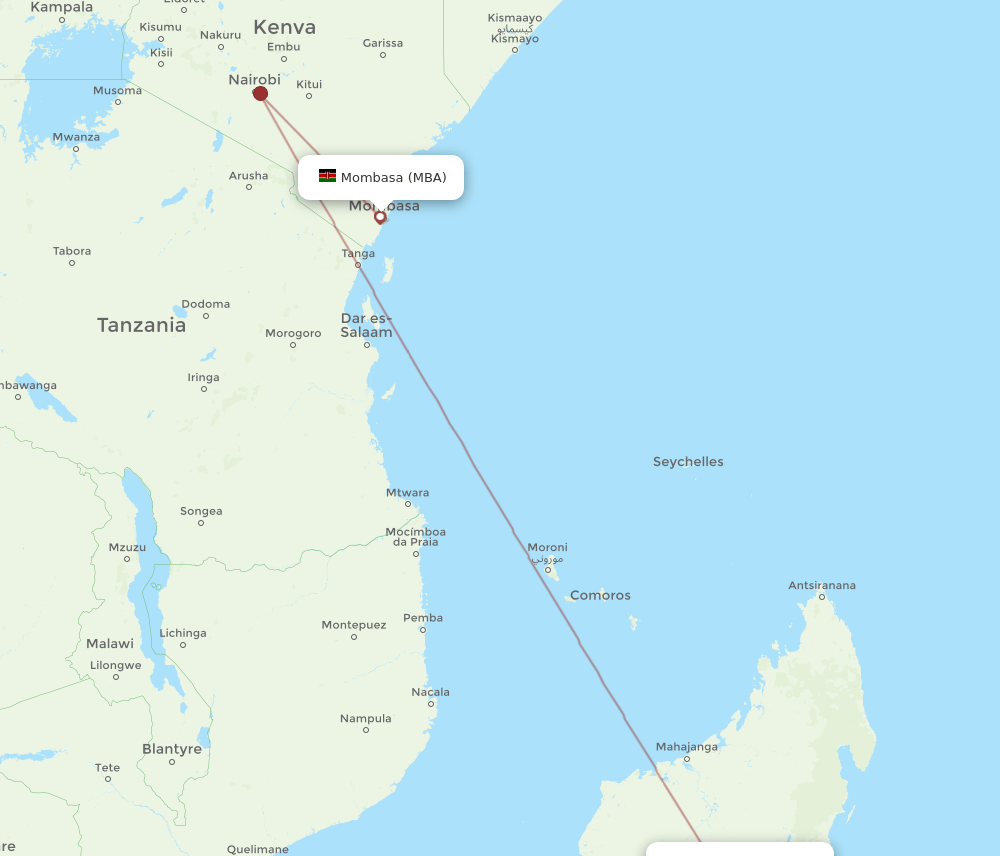 MBA-TNR flight routes