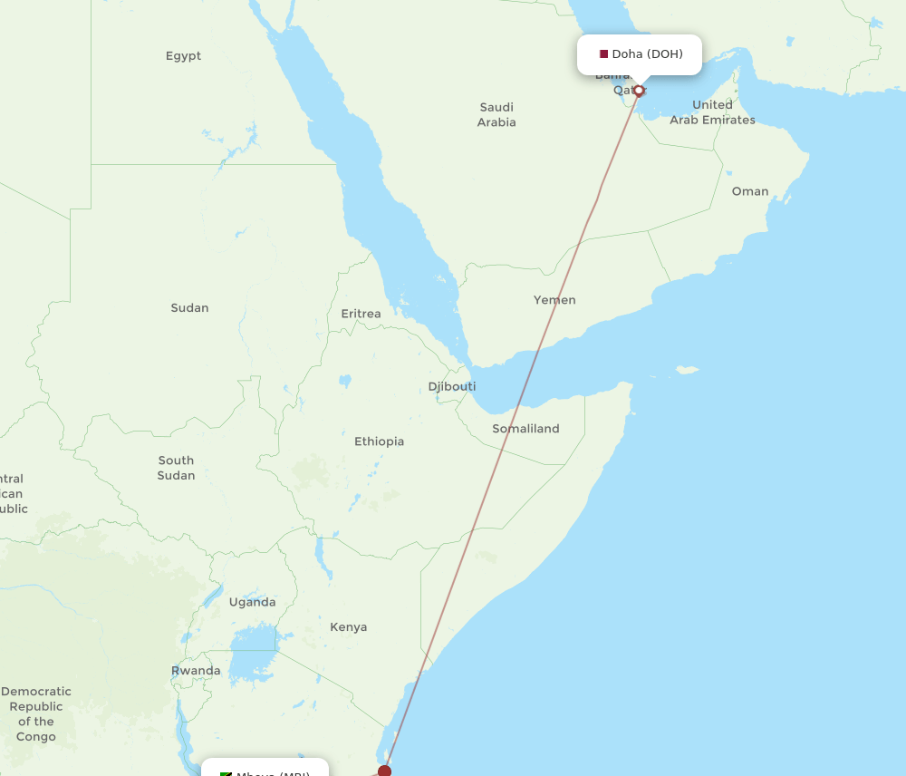MBI-DOH flight routes