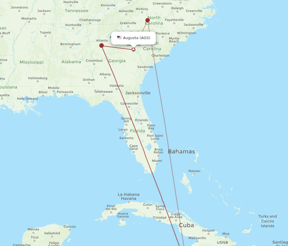 MBJ-AGS flight routes