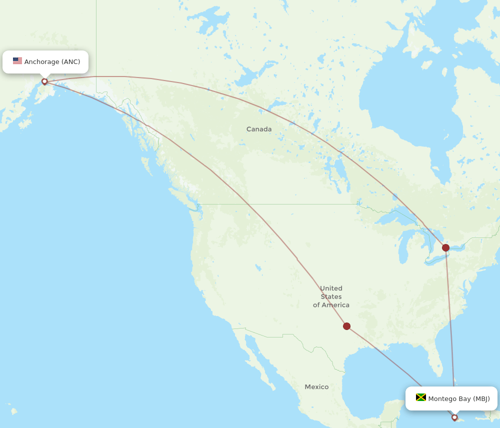 MBJ-ANC flight routes