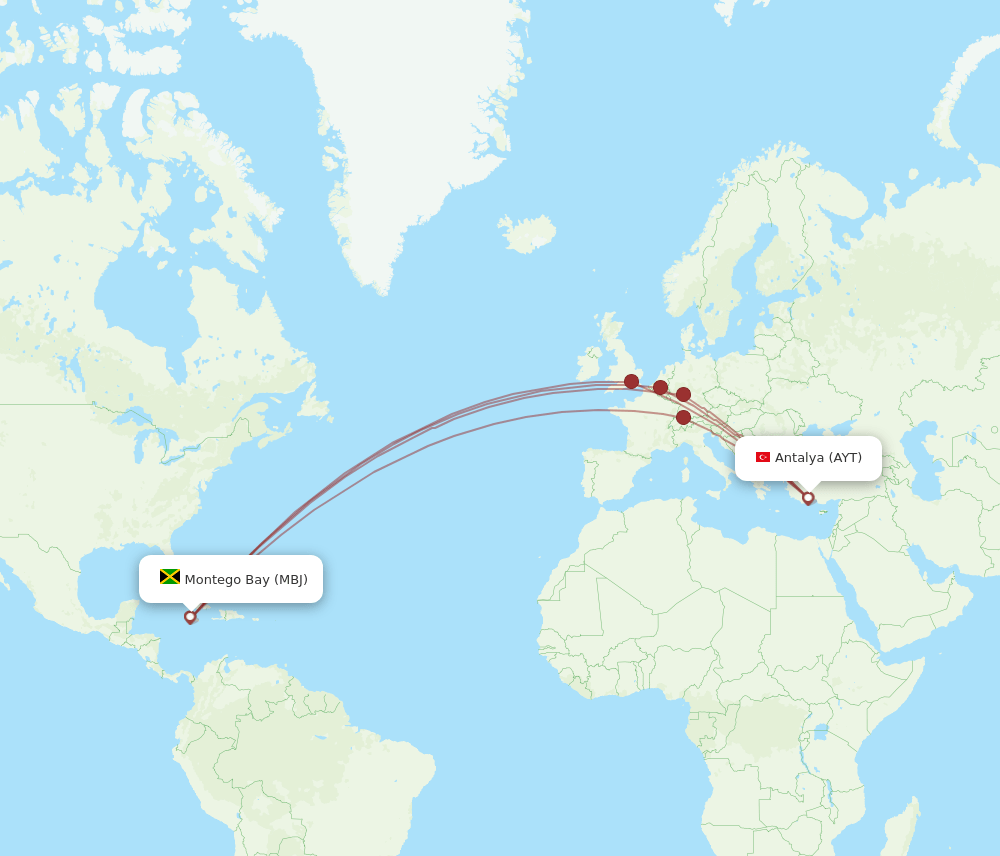 MBJ-AYT flight routes