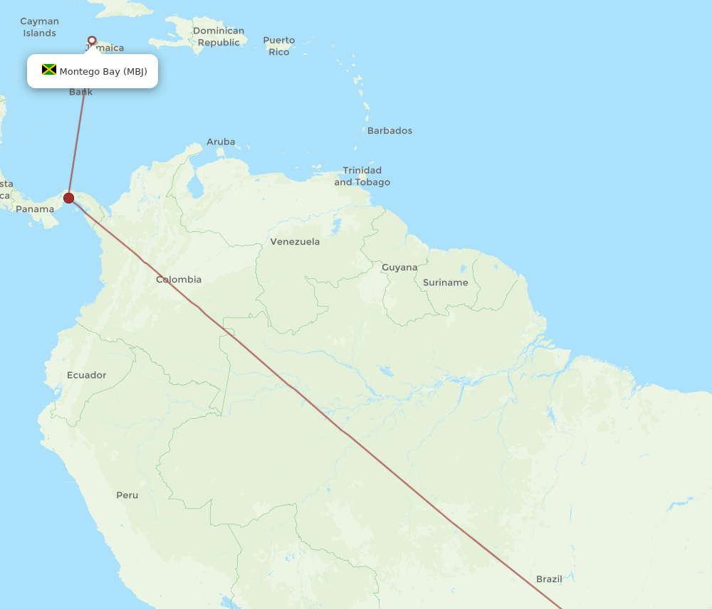 MBJ to CNF flights and routes map