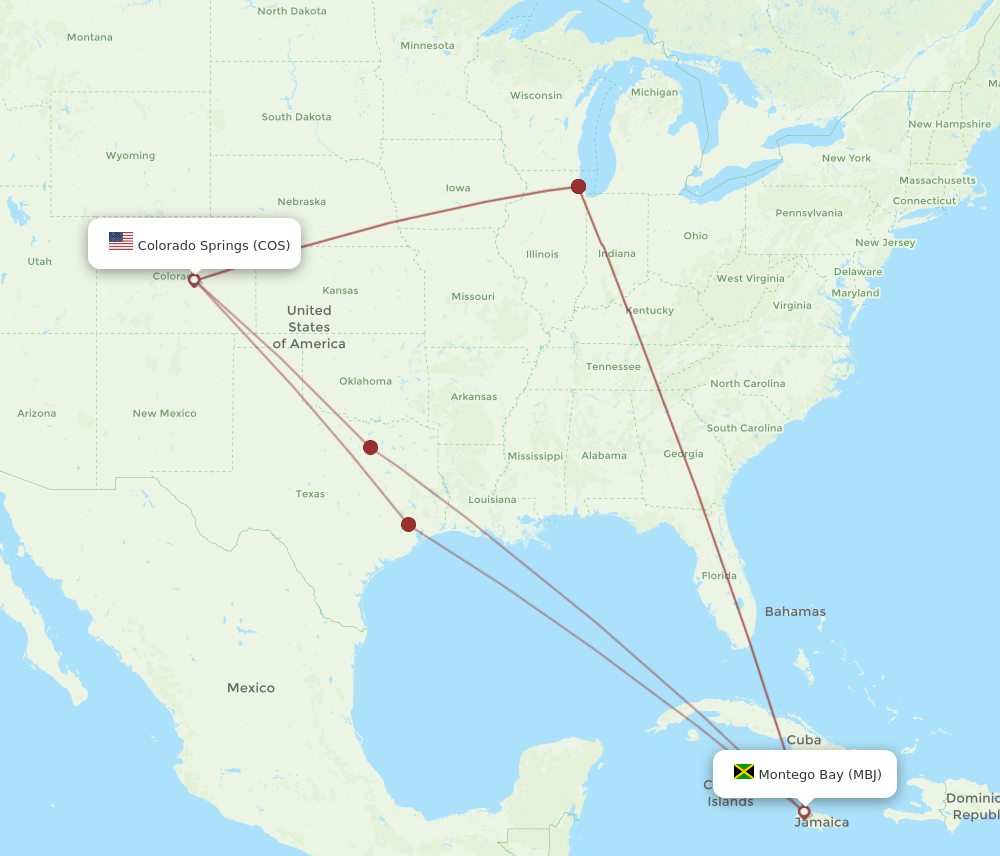 MBJ-COS flight routes