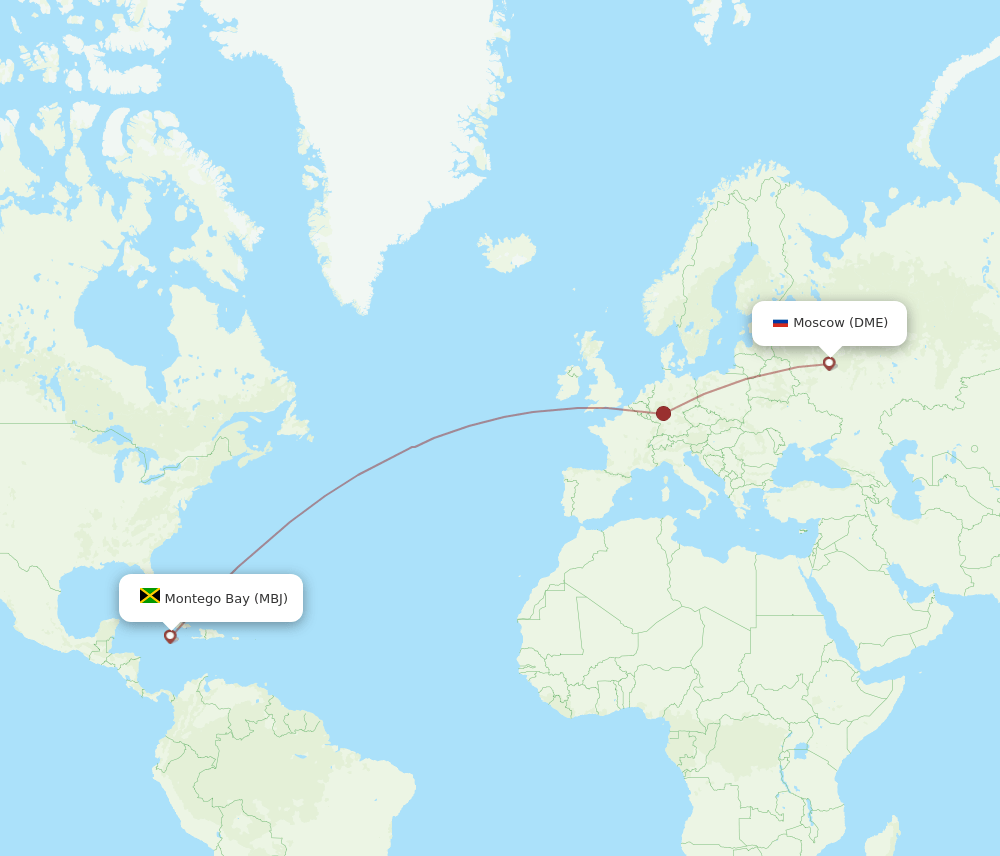 MBJ to DME flights and routes map