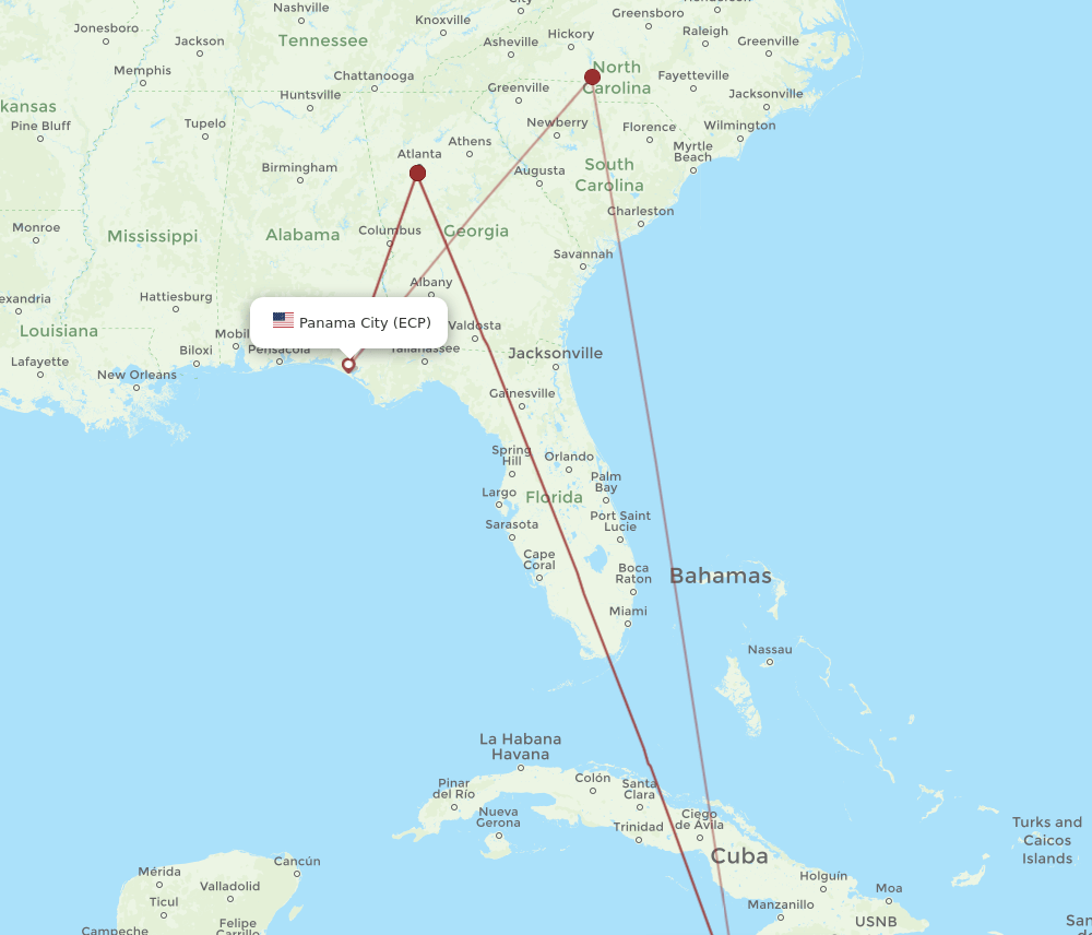 MBJ-ECP flight routes