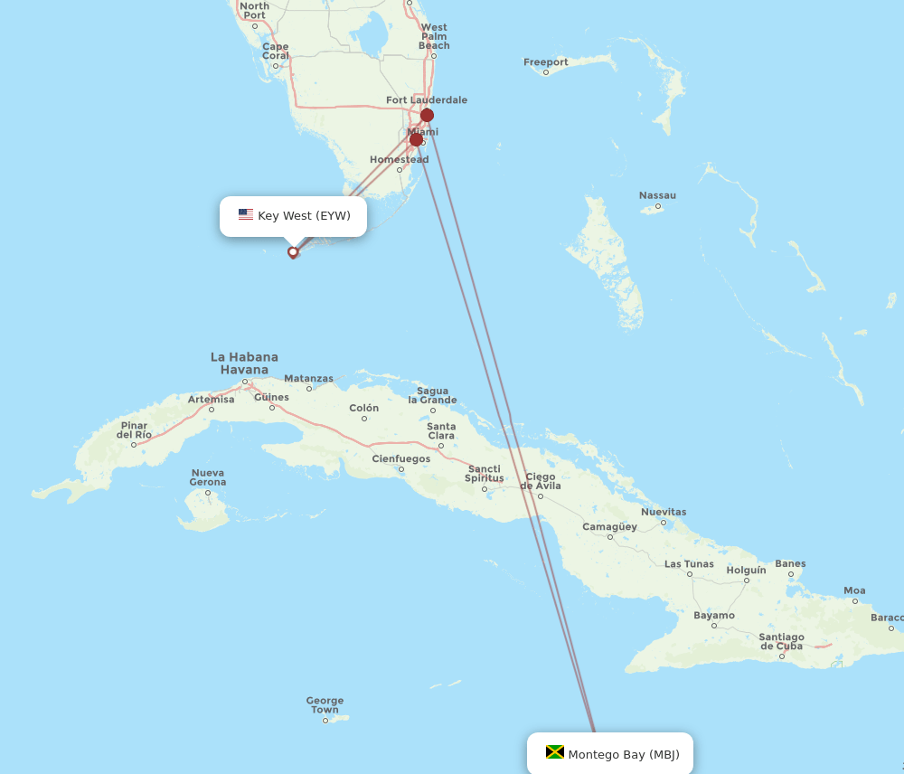 MBJ-EYW flight routes