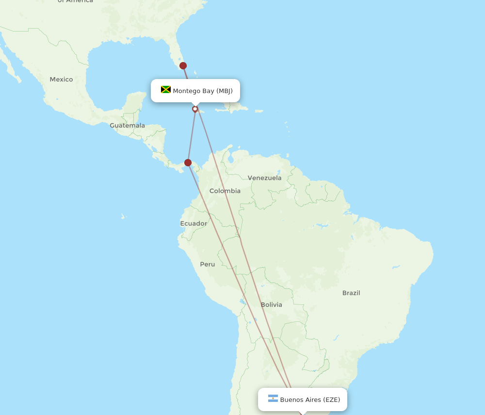 MBJ-EZE flight routes