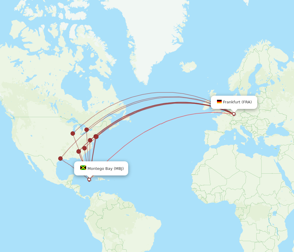 MBJ-FRA flight routes