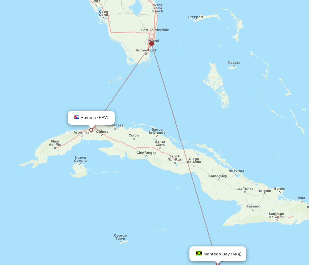 MBJ-HAV flight routes