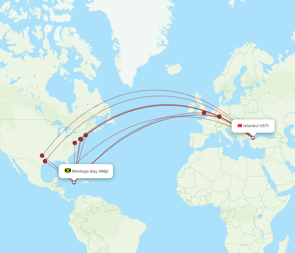 MBJ-IST flight routes