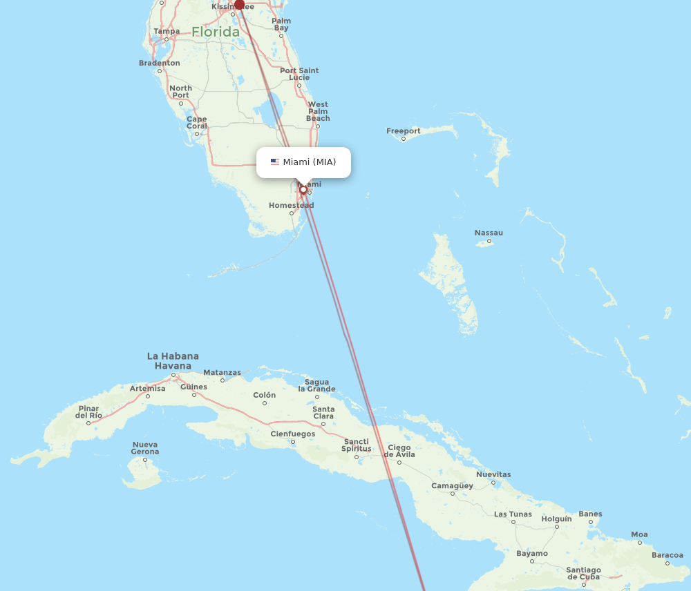 MBJ to MIA flights and routes map