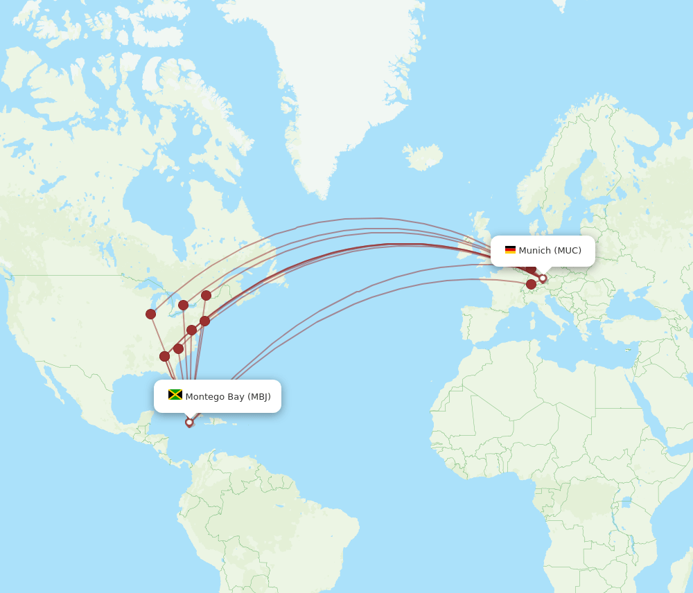 MBJ-MUC flight routes