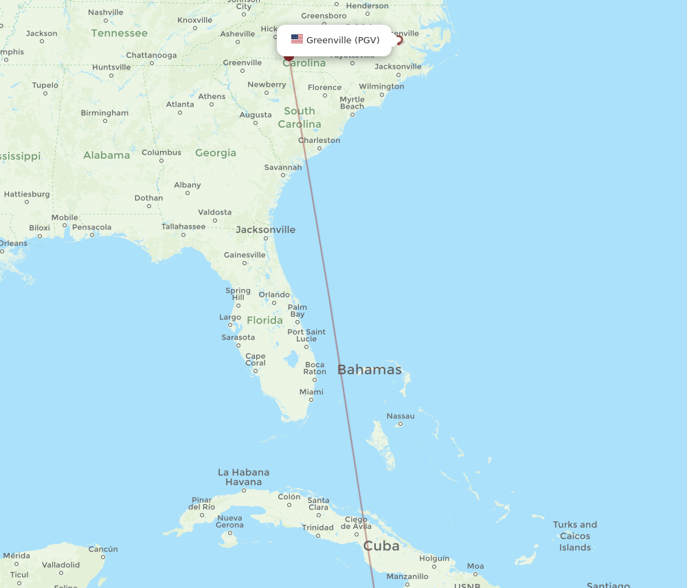 MBJ-PGV flight routes