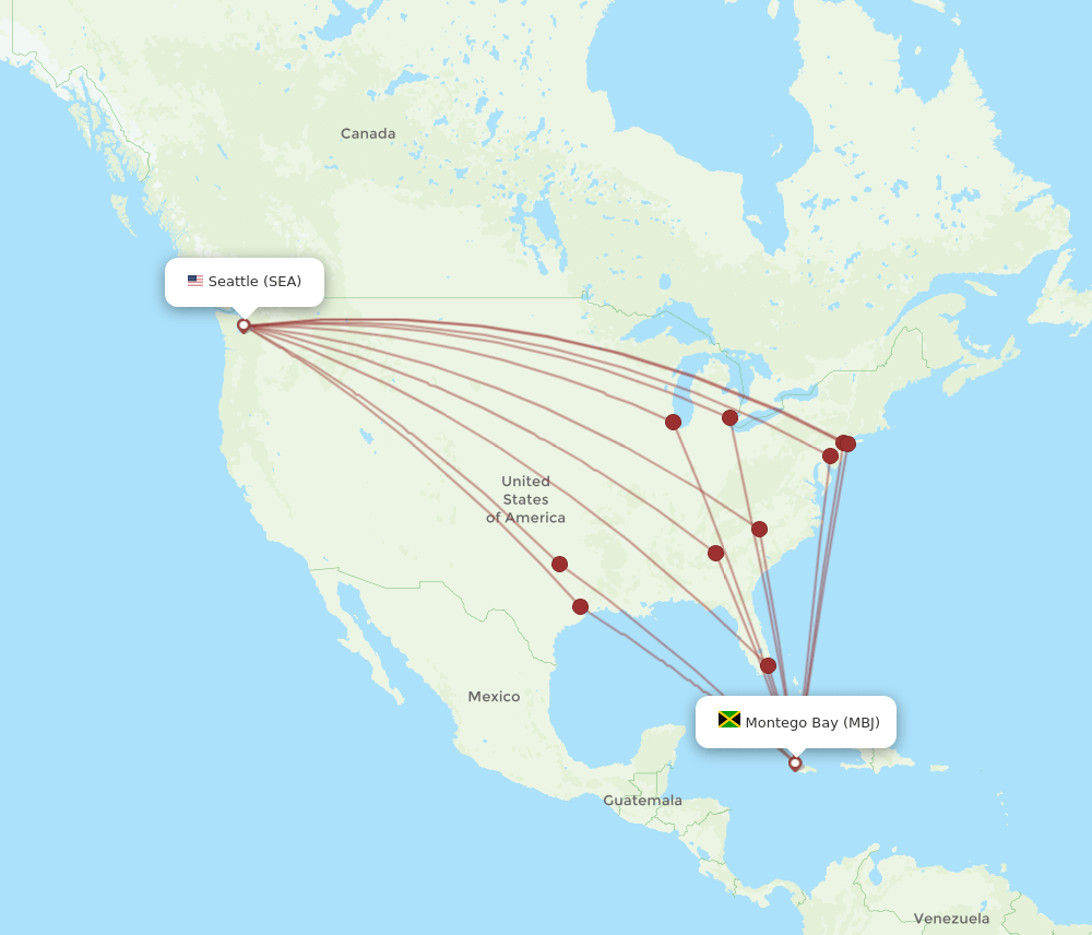 MBJ-SEA flight routes