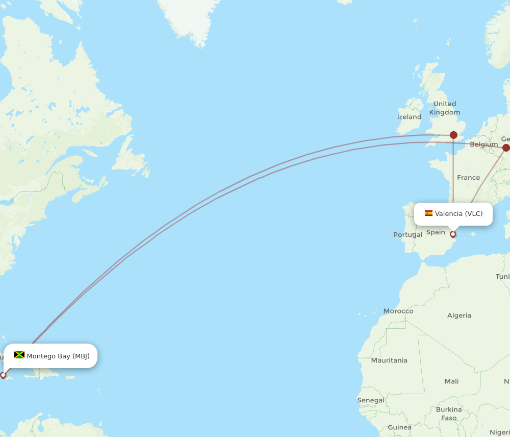 MBJ-VLC flight routes