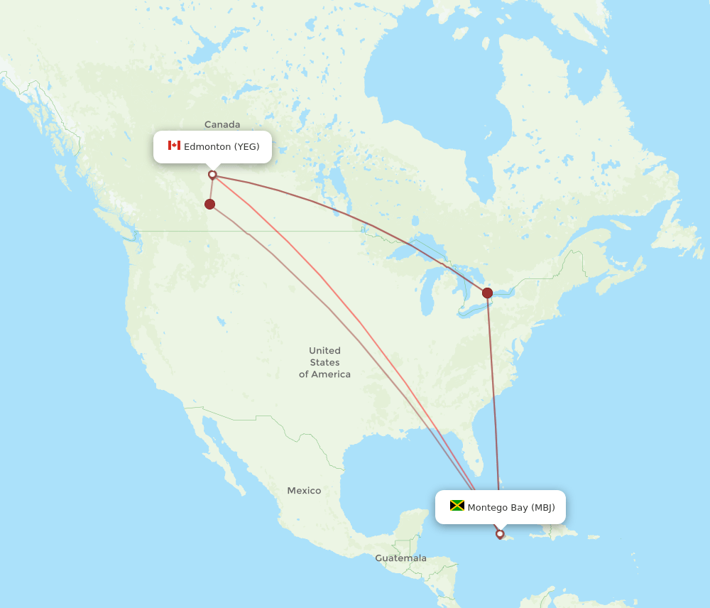 MBJ-YEG flight routes