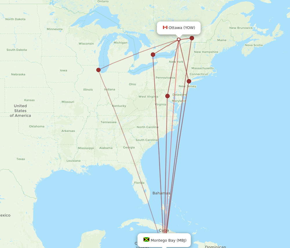 MBJ-YOW flight routes