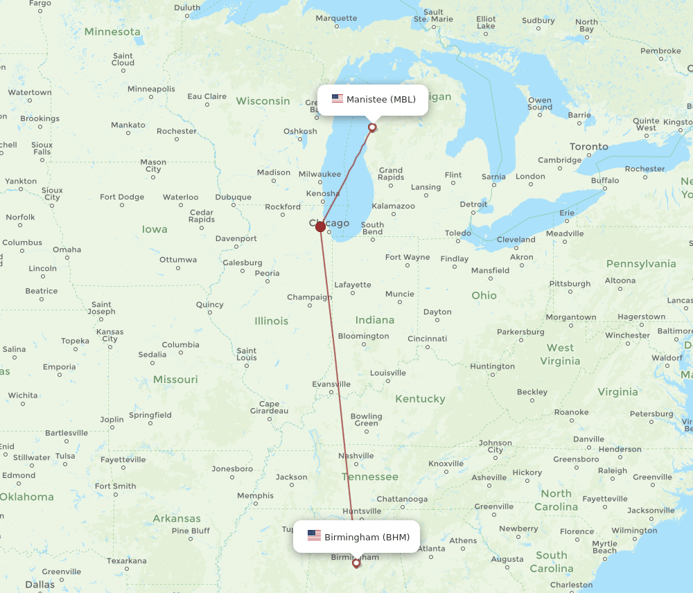MBL-BHM flight routes