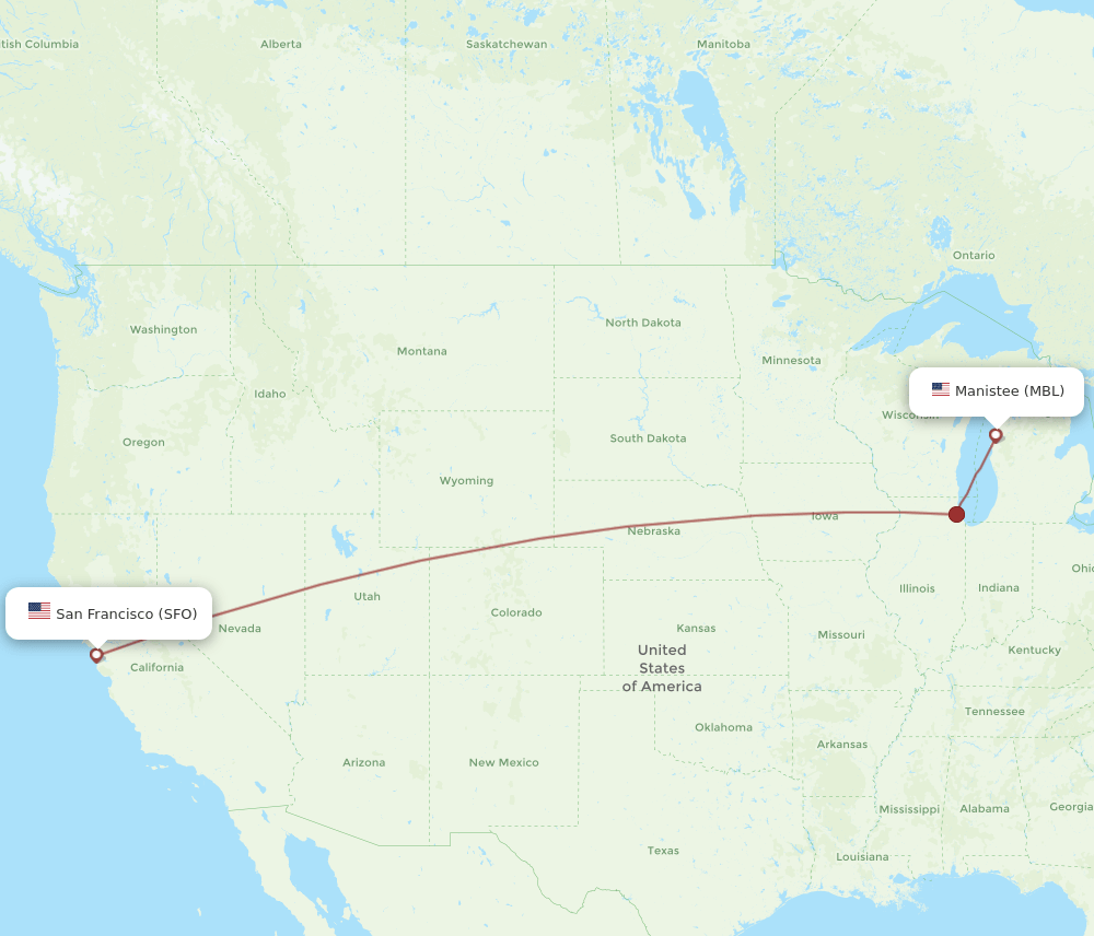 MBL-SFO flight routes