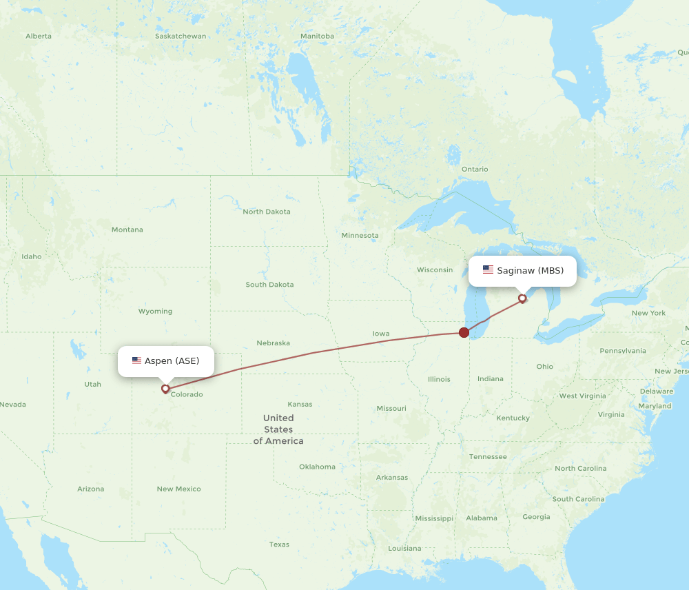 MBS to ASE flights and routes map