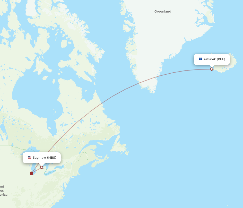 MBS-KEF flight routes