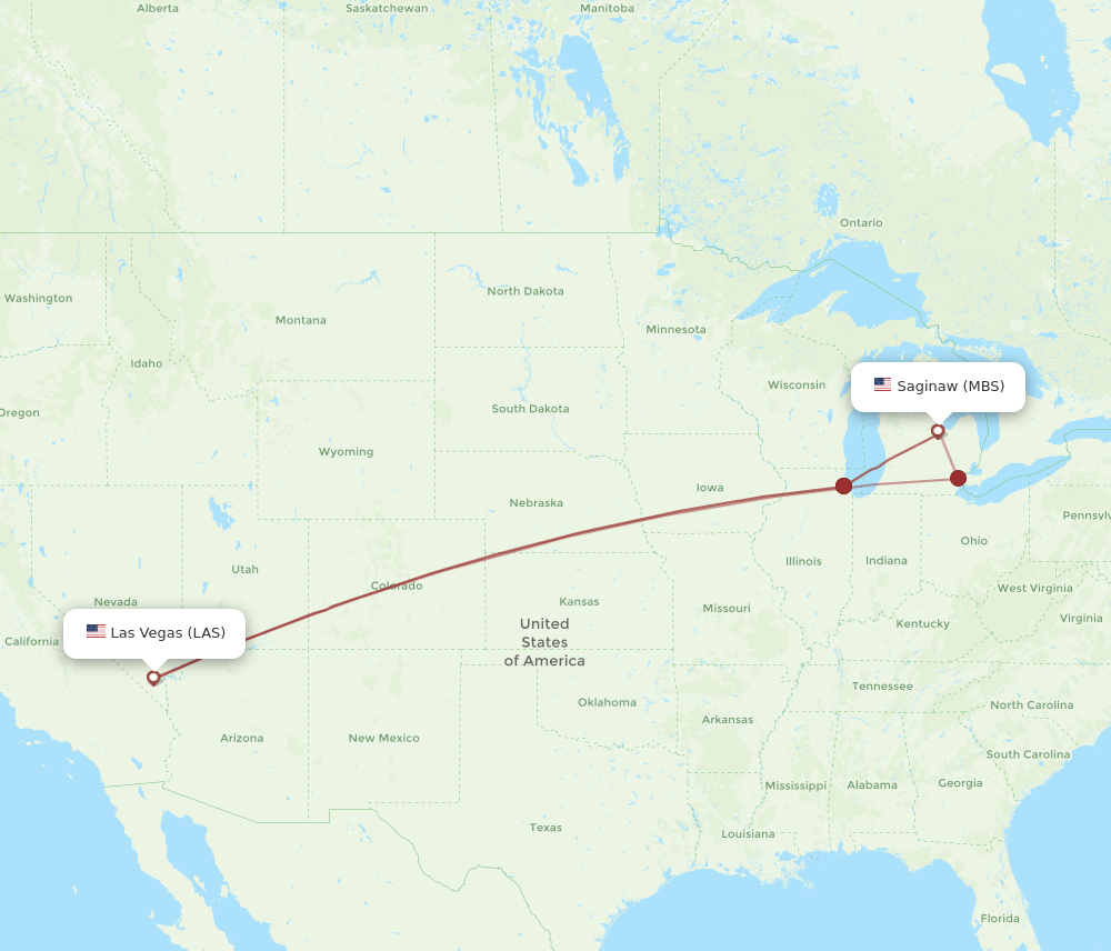 MBS-LAS flight routes