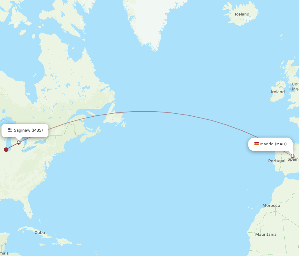MBS-MAD flight routes