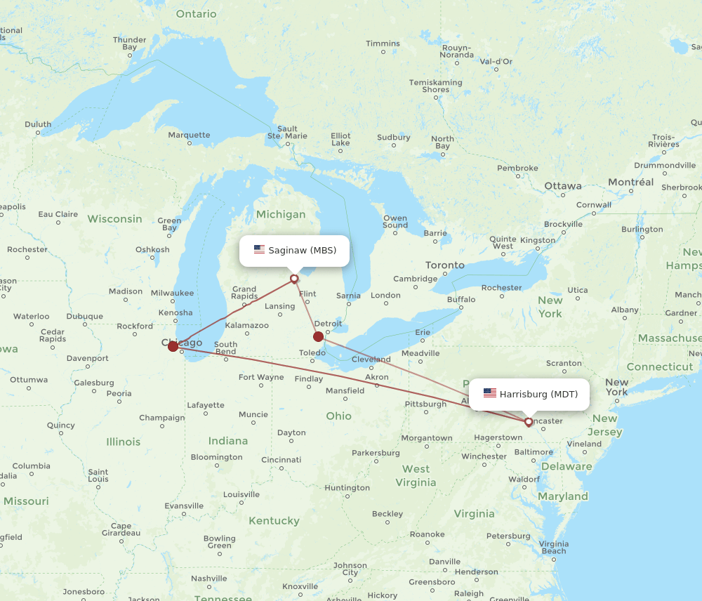 MBS-MDT flight routes