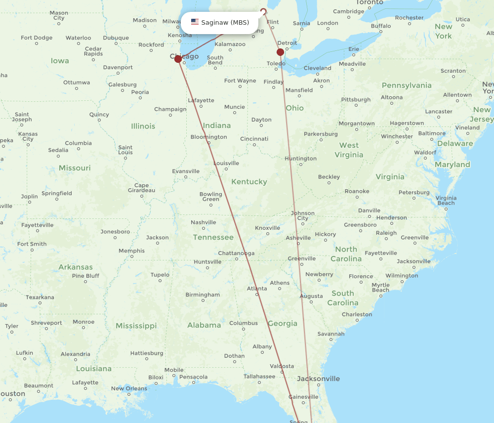 MBS-RSW flight routes