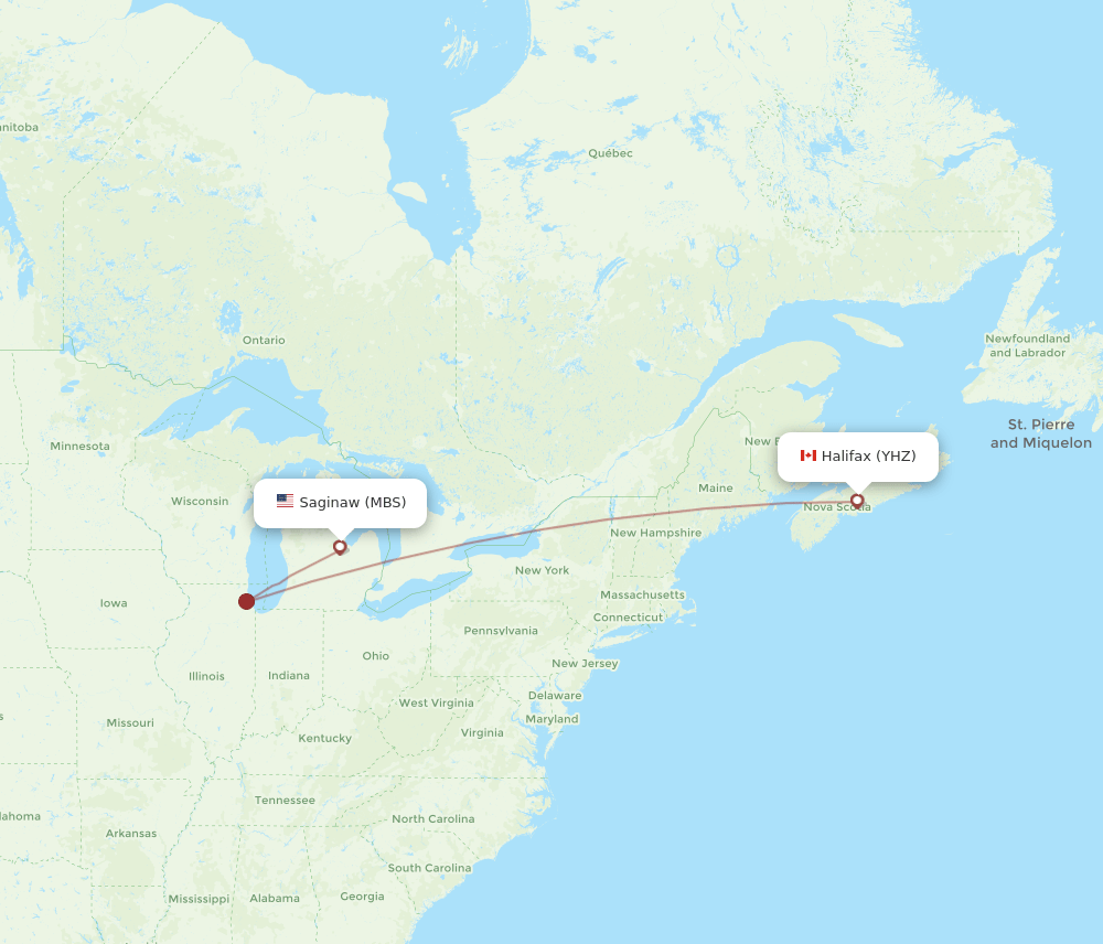 MBS-YHZ flight routes
