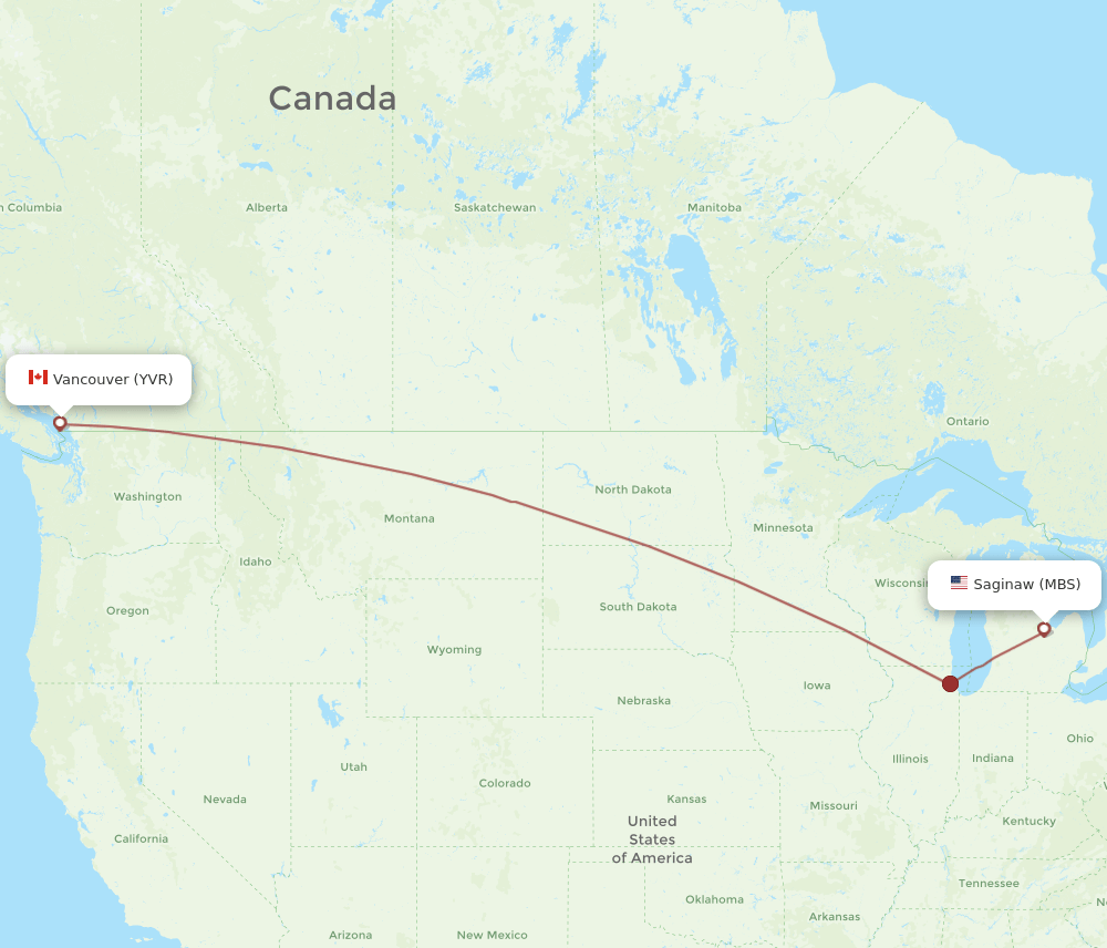 MBS-YVR flight routes