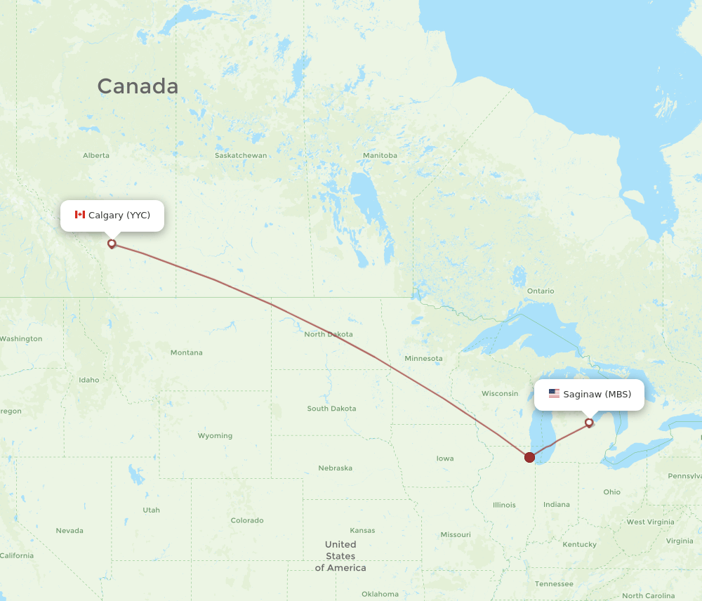 MBS-YYC flight routes