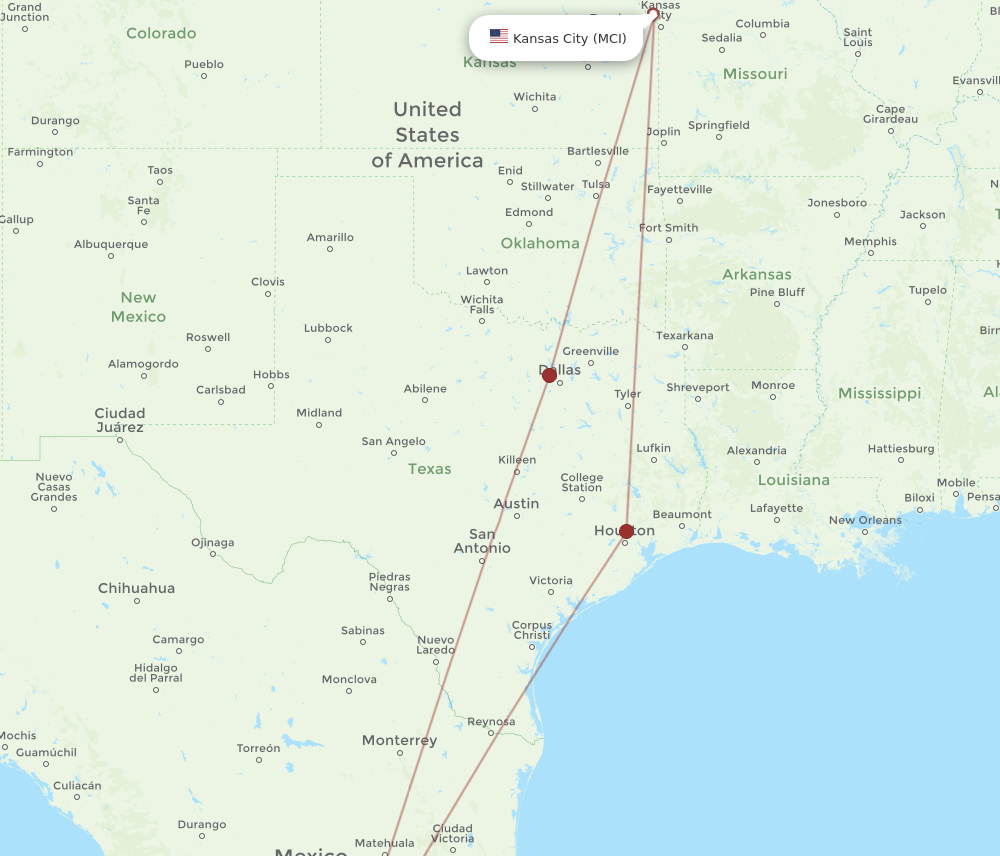 MCI-BJX flight routes