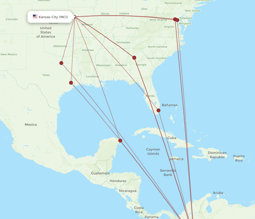 MCI-BOG flight routes