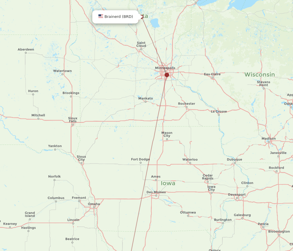 MCI-BRD flight routes