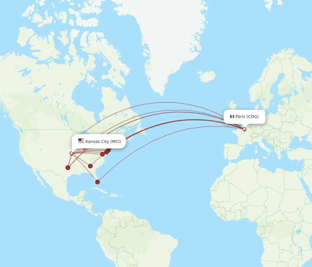 MCI-CDG flight routes