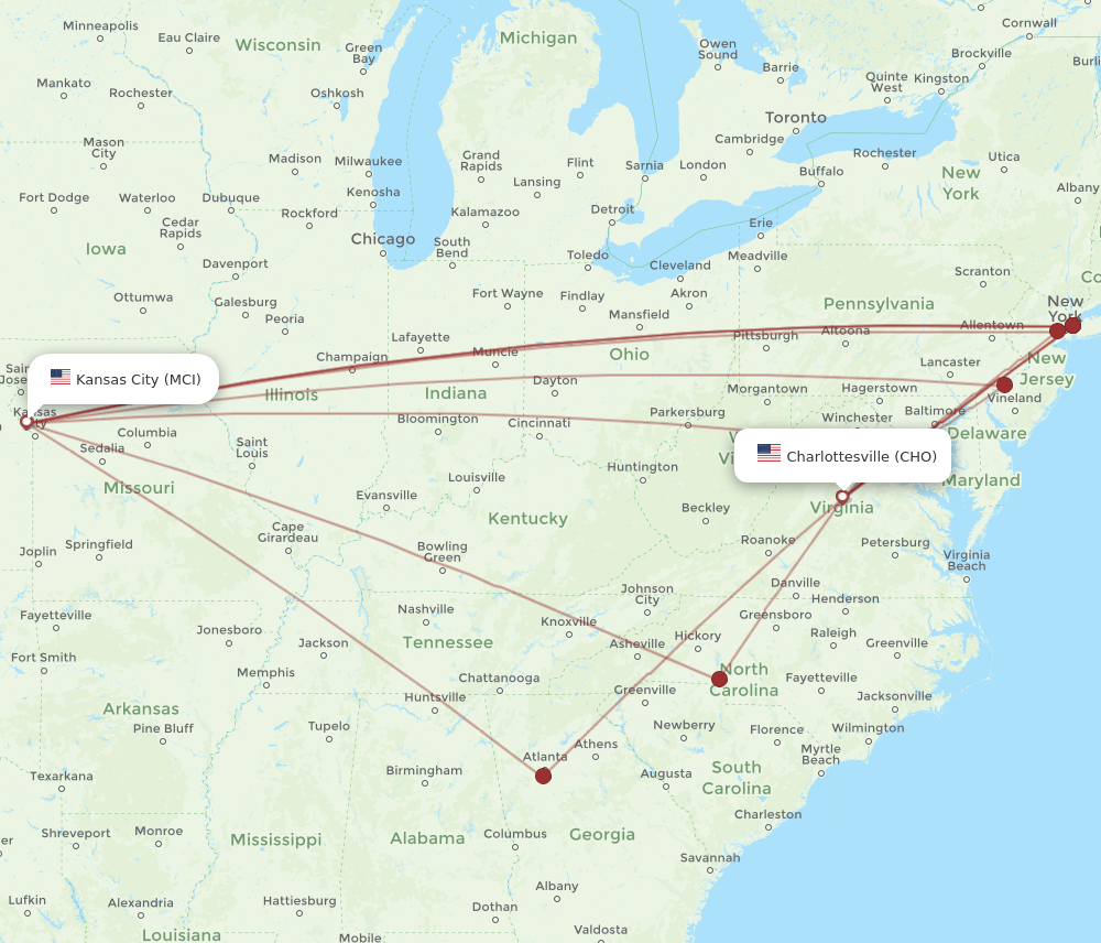 MCI-CHO flight routes