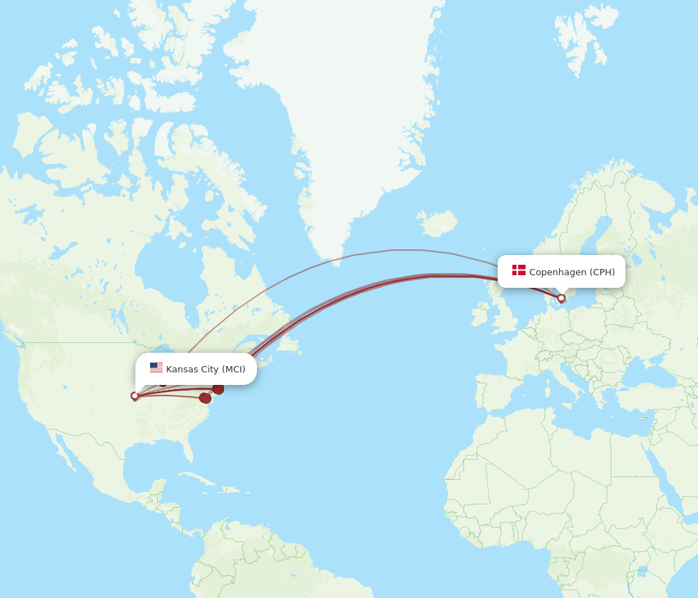 MCI-CPH flight routes