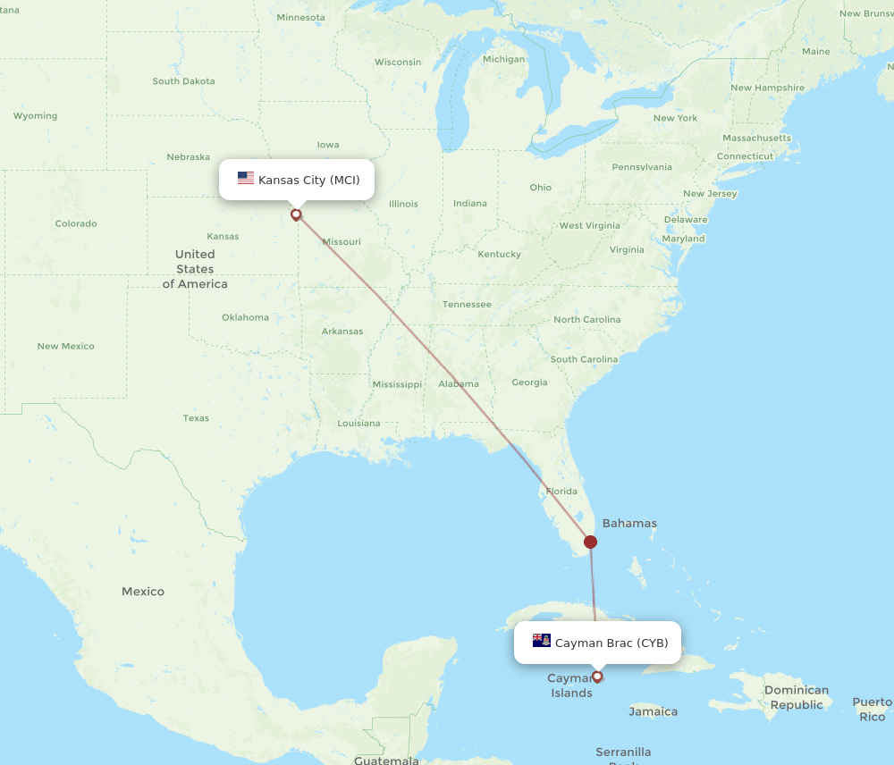 MCI-CYB flight routes