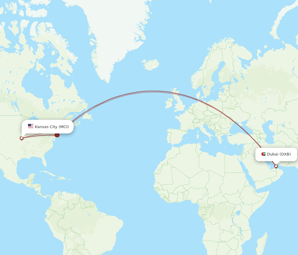 MCI-DXB flight routes