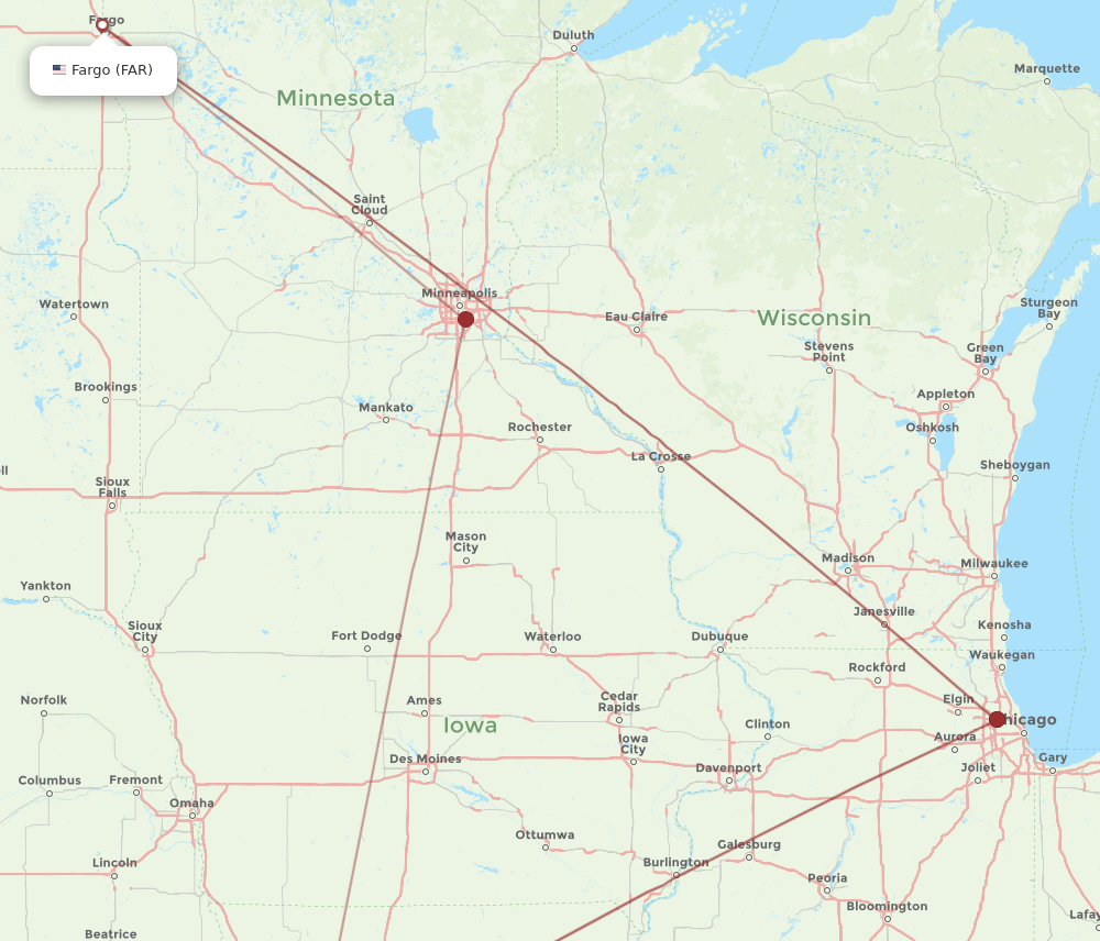 MCI-FAR flight routes