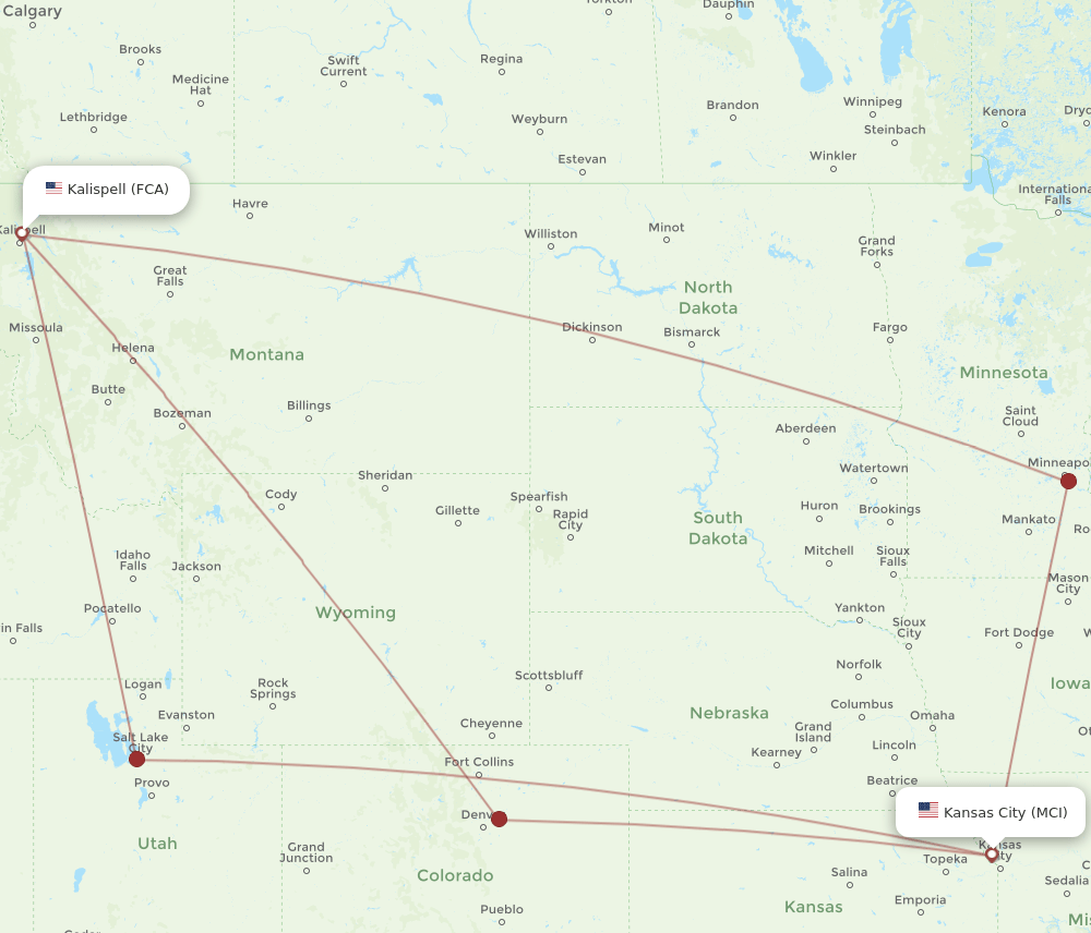 MCI-FCA flight routes