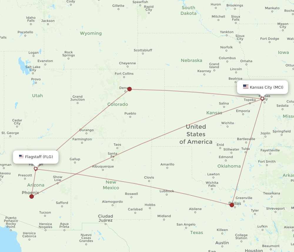 MCI-FLG flight routes
